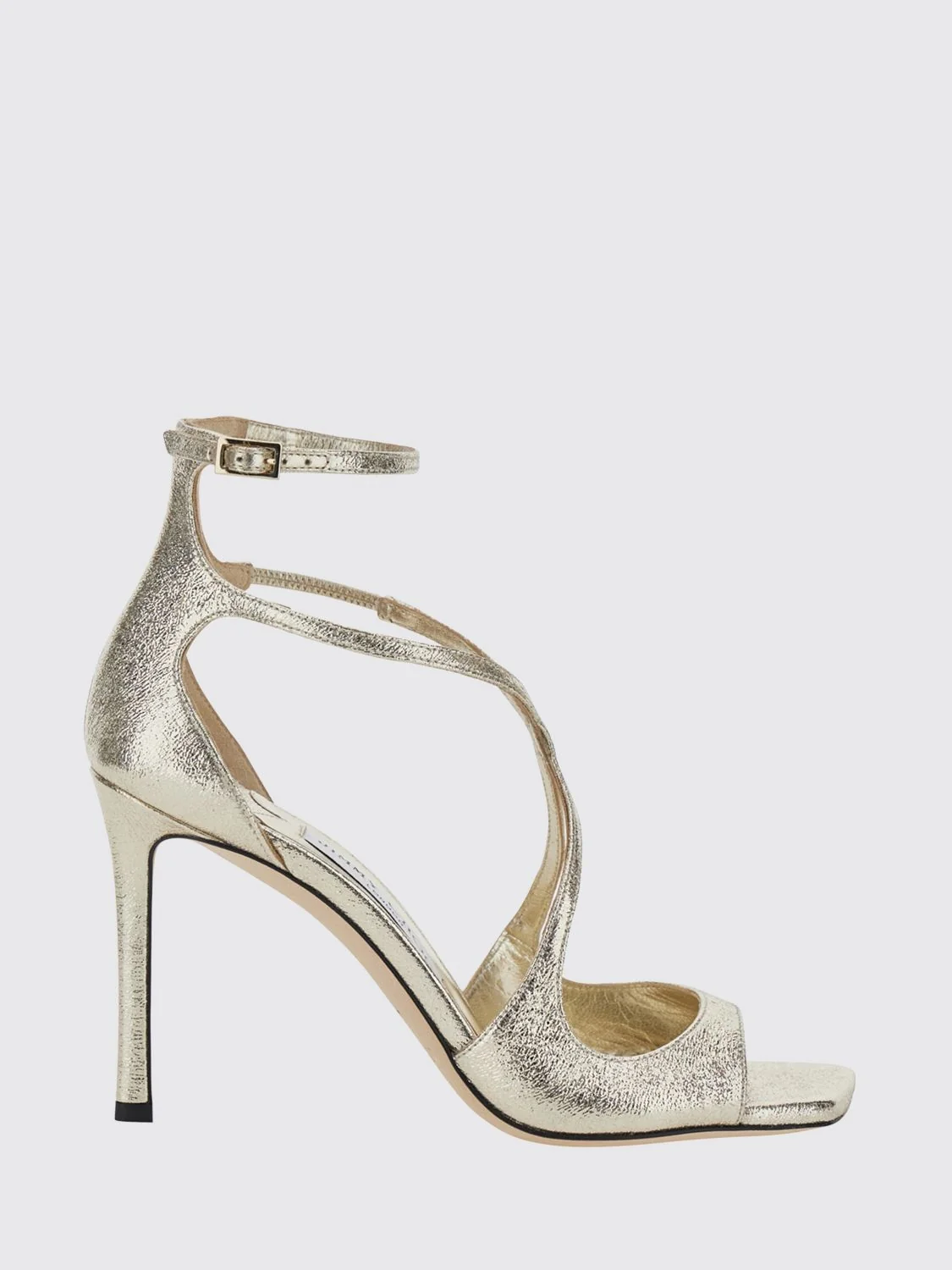 JIMMY CHOO 35 azia laminated nappa sandals with a stiletto heel and square toe