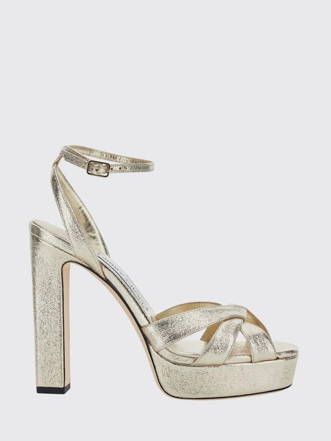 JIMMY CHOO 35 kove platform sandals in laminated nappa with a high heel