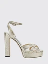 kove platform sandals in laminated nappa with a high heel