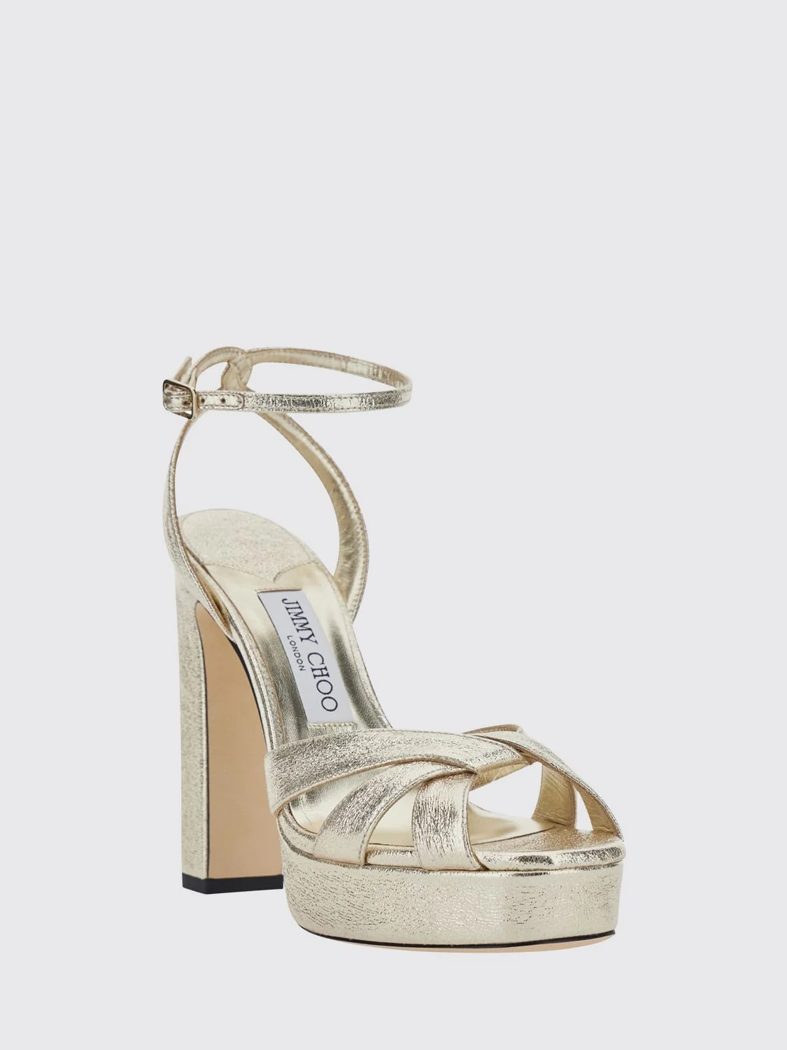 JIMMY CHOO 35 kove platform sandals in laminated nappa with a high heel