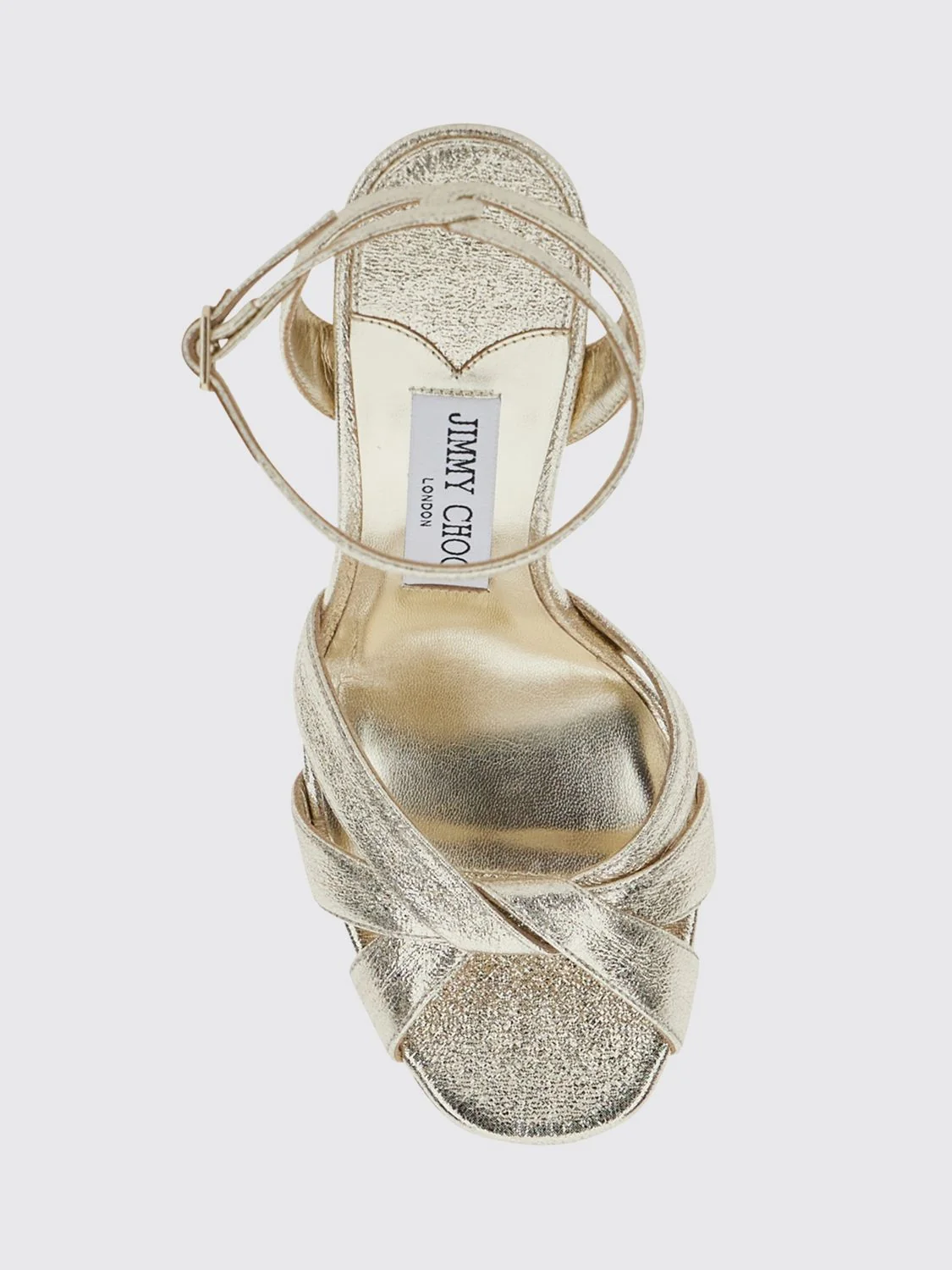 kove platform sandals in laminated nappa with a high heel