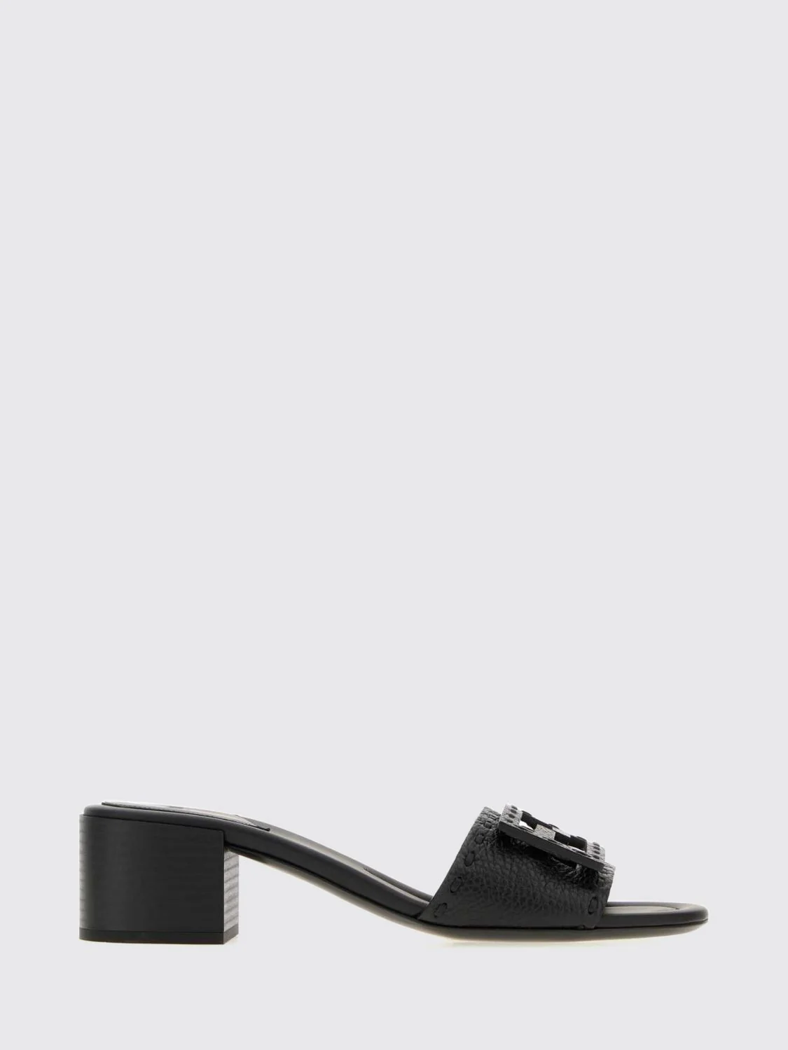 baguette mid-heeled calfskin mules with ff monogram