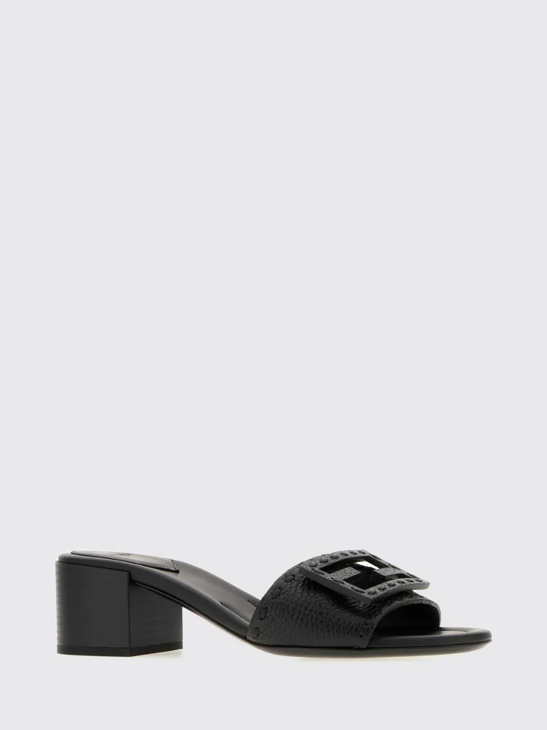 baguette mid-heeled calfskin mules with ff monogram
