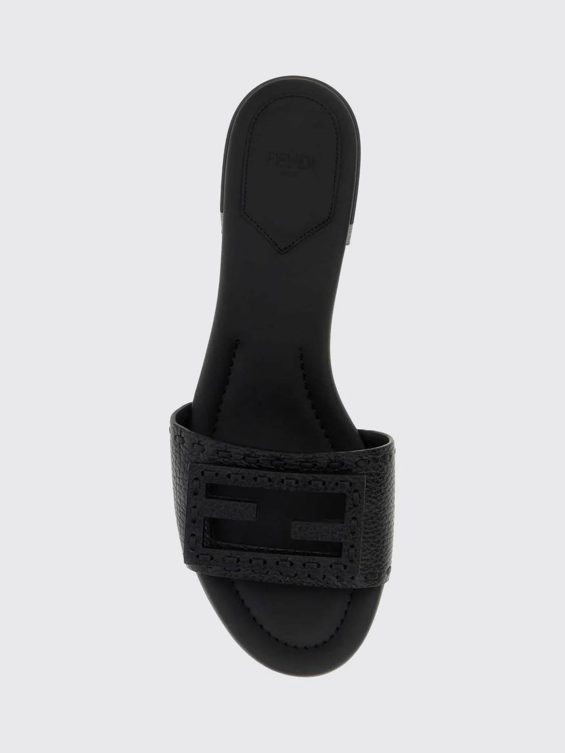 baguette mid-heeled calfskin mules with ff monogram