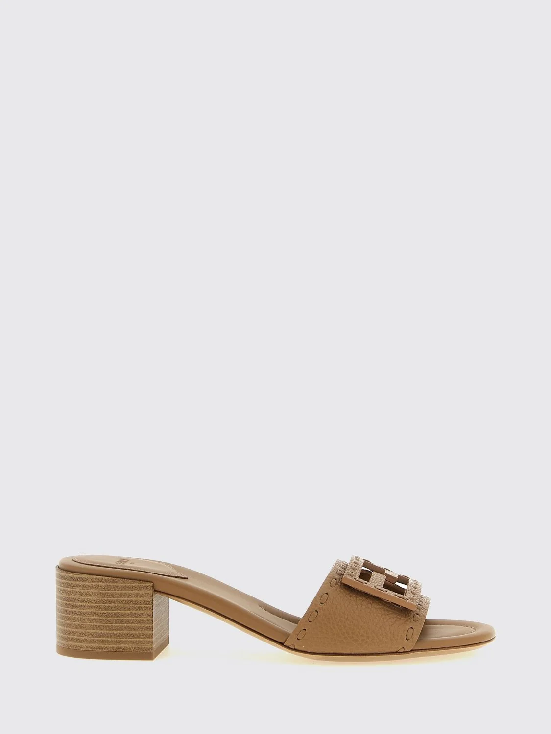 baguette mid-heeled calfskin mules with ff monogram