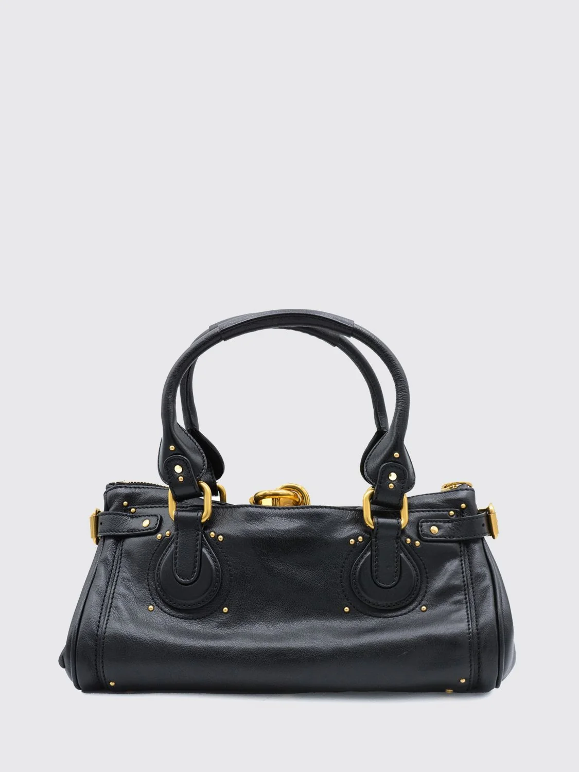 chloé paddington calfskin shoulder bag with iconic padlock