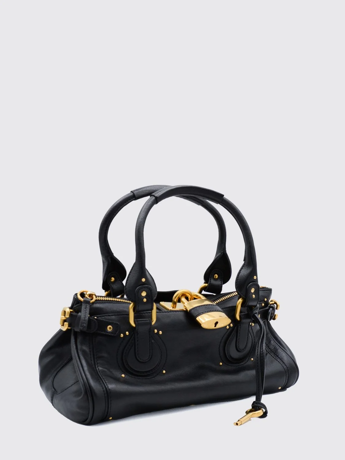 chloé paddington calfskin shoulder bag with iconic padlock