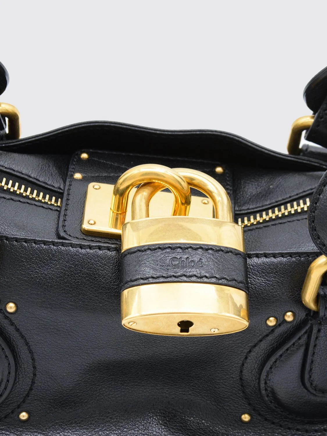 chloé paddington calfskin shoulder bag with iconic padlock