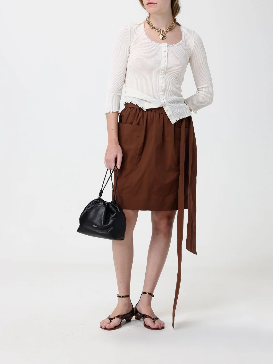 CHLOÉ OS icons mini bucket bag chloé in nappa leather with chain strap