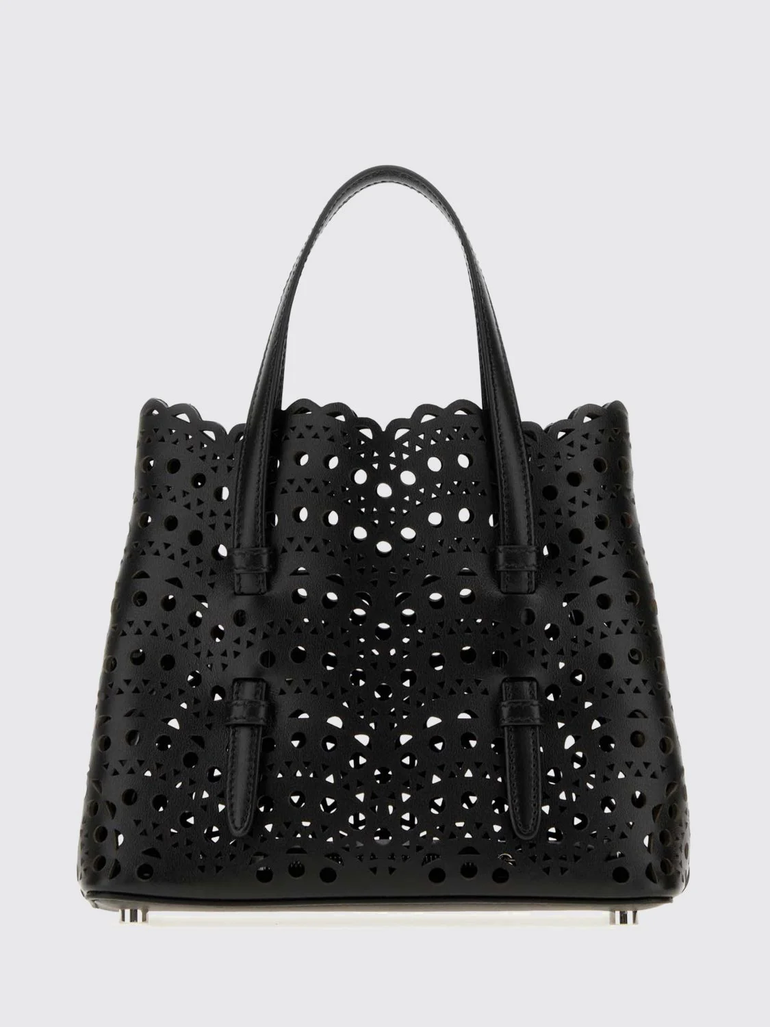 small mina perforated smooth calfskin leather handbag