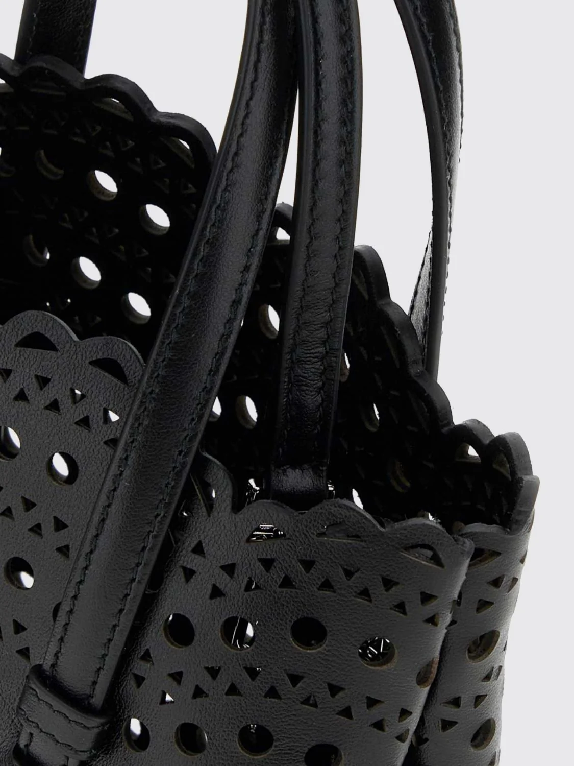 small mina perforated smooth calfskin leather handbag
