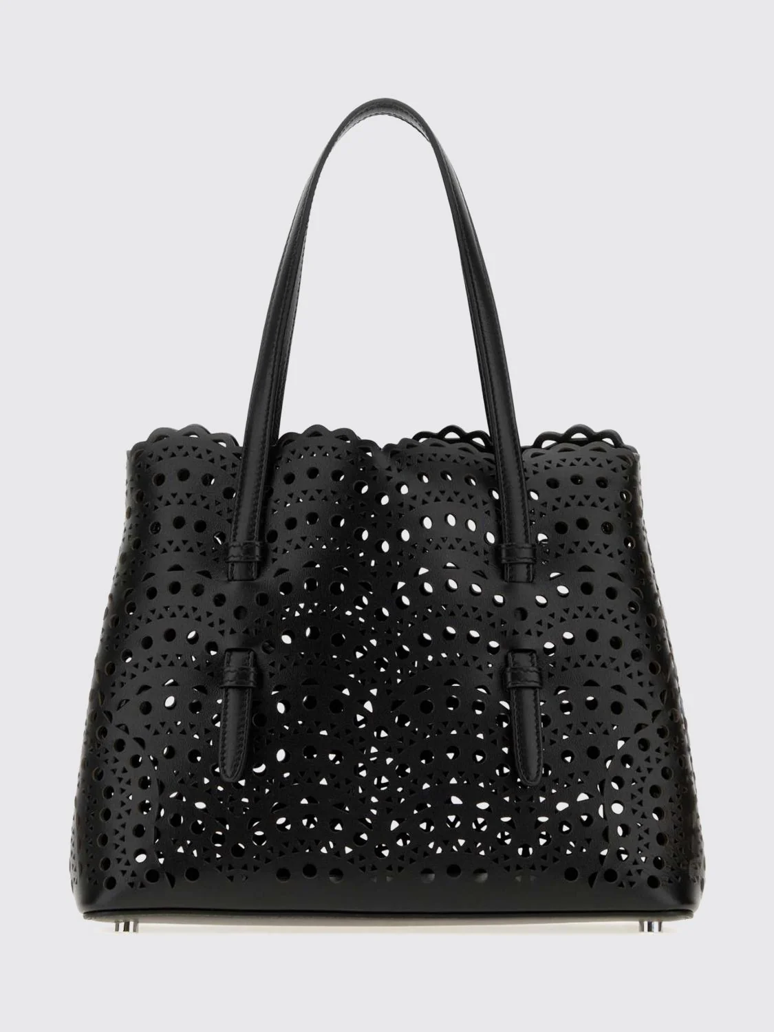 small mina perforated smooth calfskin leather shoulder bag