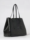 mina shoulder bag in smooth calfskin leather with perforated design and pouch