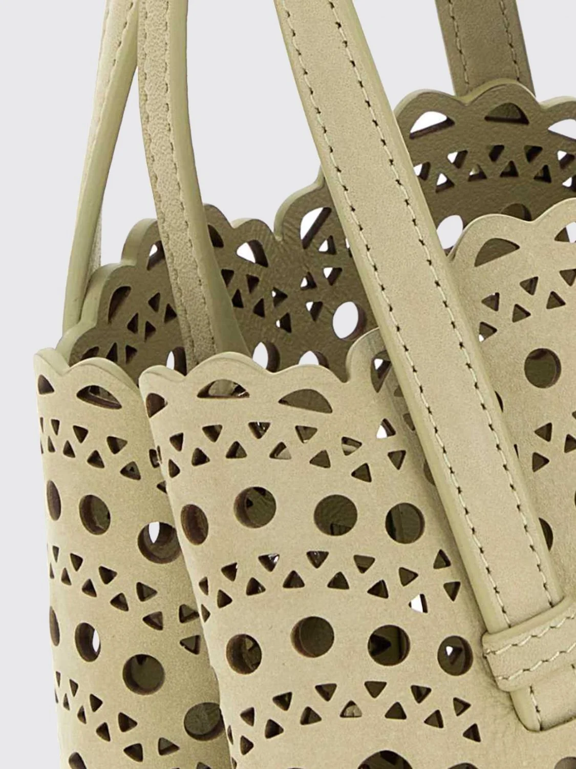 mina perforated nubuck handbag with removable pouch