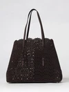 mina perforated nubuck leather shoulder bag with double handle