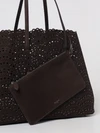 mina perforated nubuck leather shoulder bag with double handle