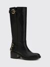 chloé dakota knee-high boots in smooth calfskin with mid heel