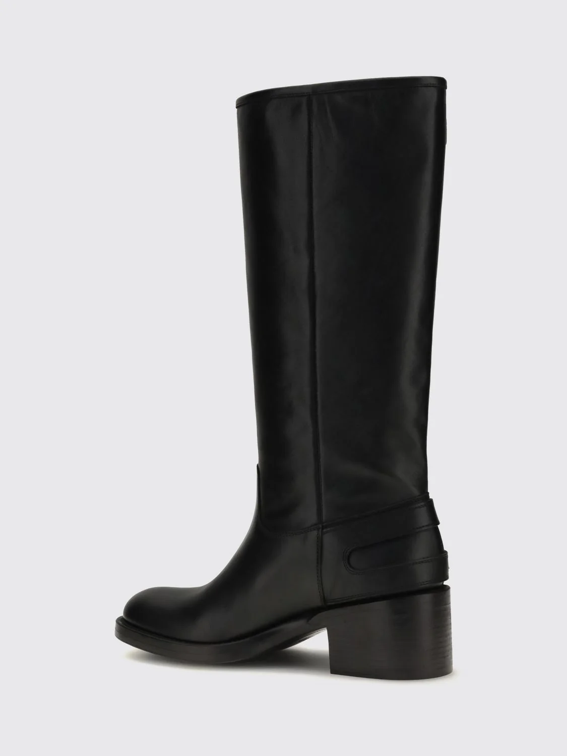 chloé dakota knee-high boots in smooth calfskin with mid heel