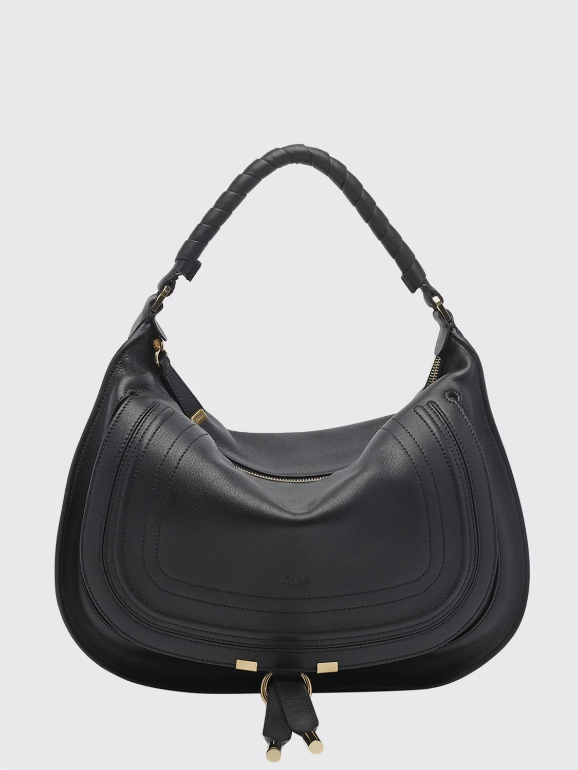 marcie shoulder bag chloé in calfskin leather with braided handle