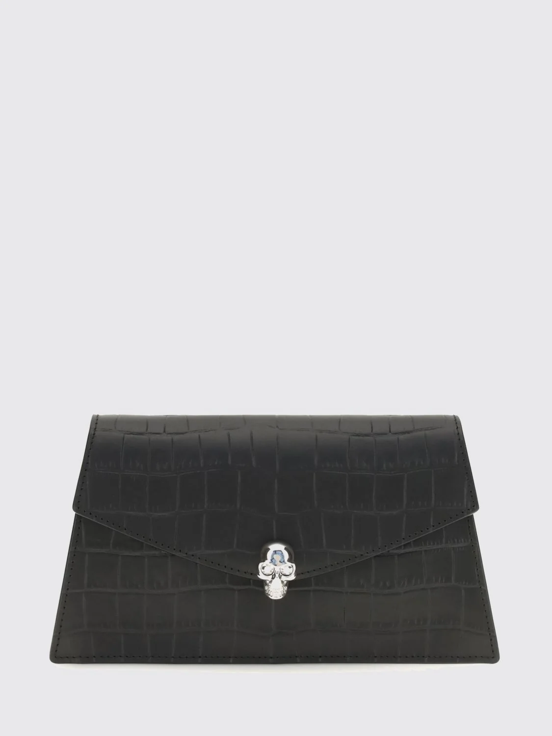 MCQUEEN OS mini bag in croc-effect calfskin leather with skull