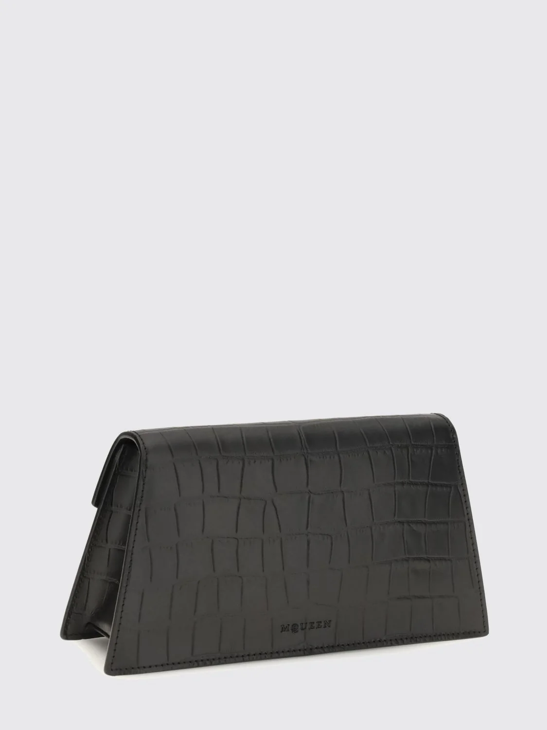 MCQUEEN OS mini bag in croc-effect calfskin leather with skull
