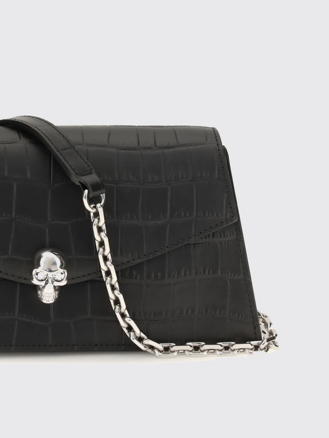 mini bag in croc-effect calfskin leather with skull