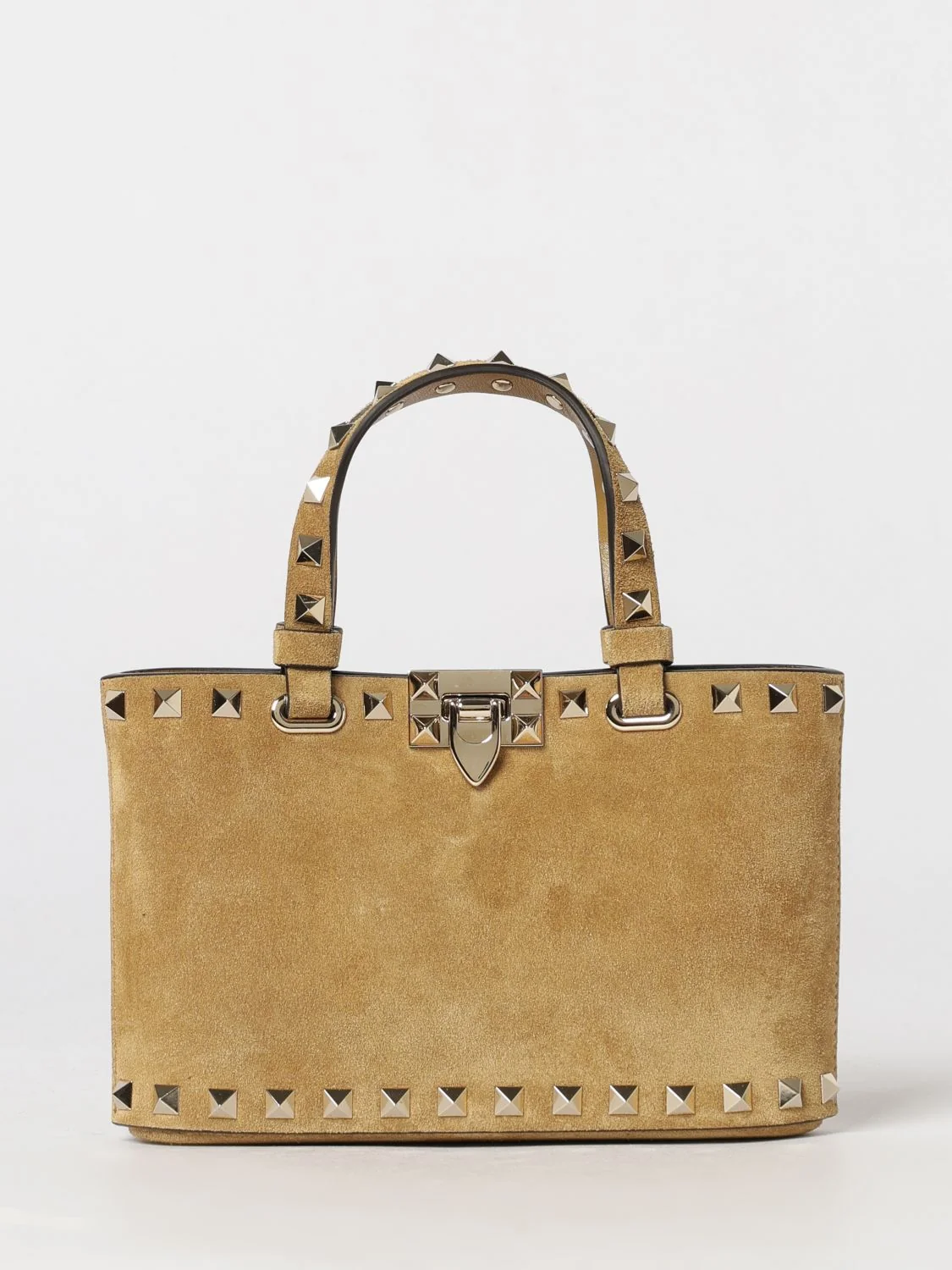 rockstud mini handbag in leather with embroidery and studs