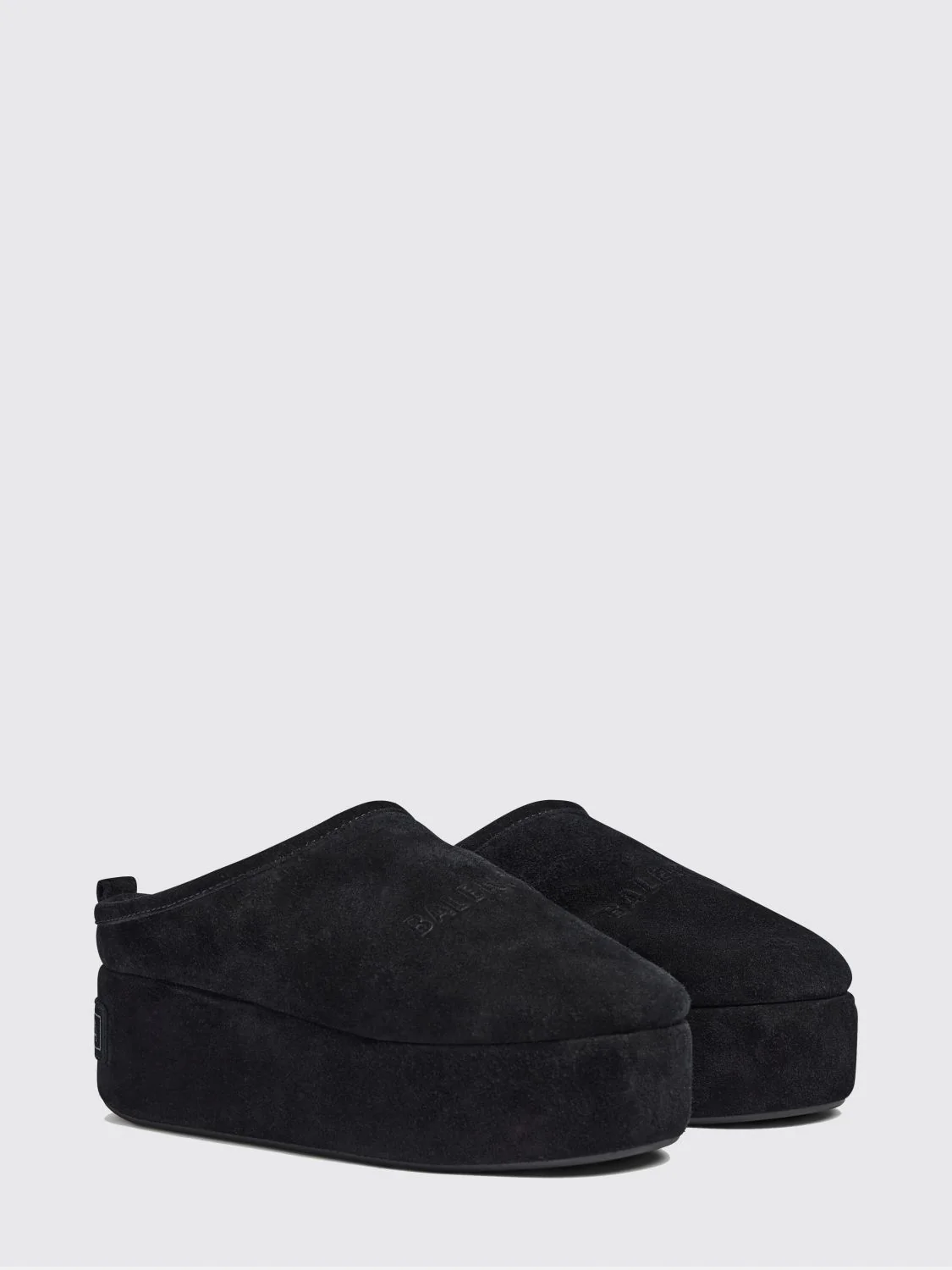 BALENCIAGA 39 alaska suede platform mules with shearling lining