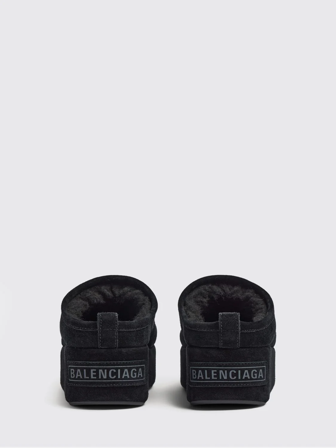 alaska suede platform mules with shearling lining
