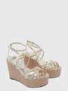nyra laminated woven leather wedge sandals