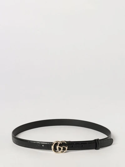 gg marmont smooth calfskin leather belt with monogram buckle