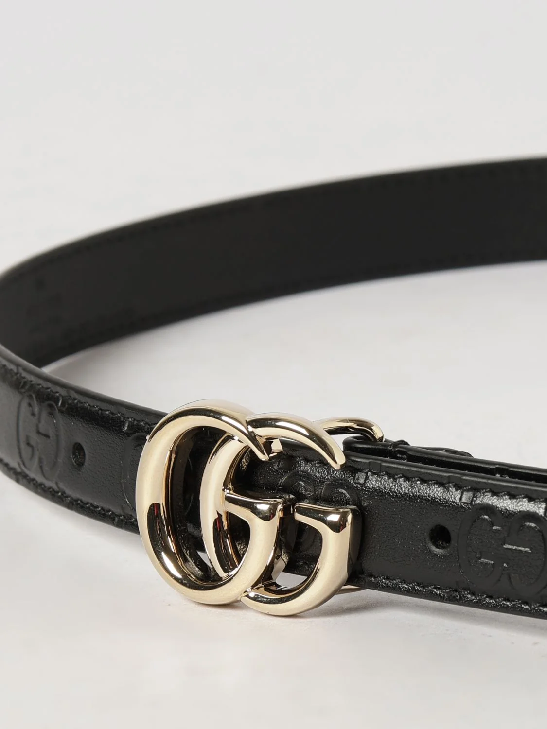 gg marmont smooth calfskin leather belt with monogram buckle