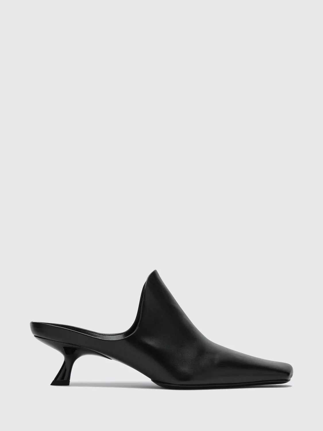 emily calfskin mules with square toe and flared heel