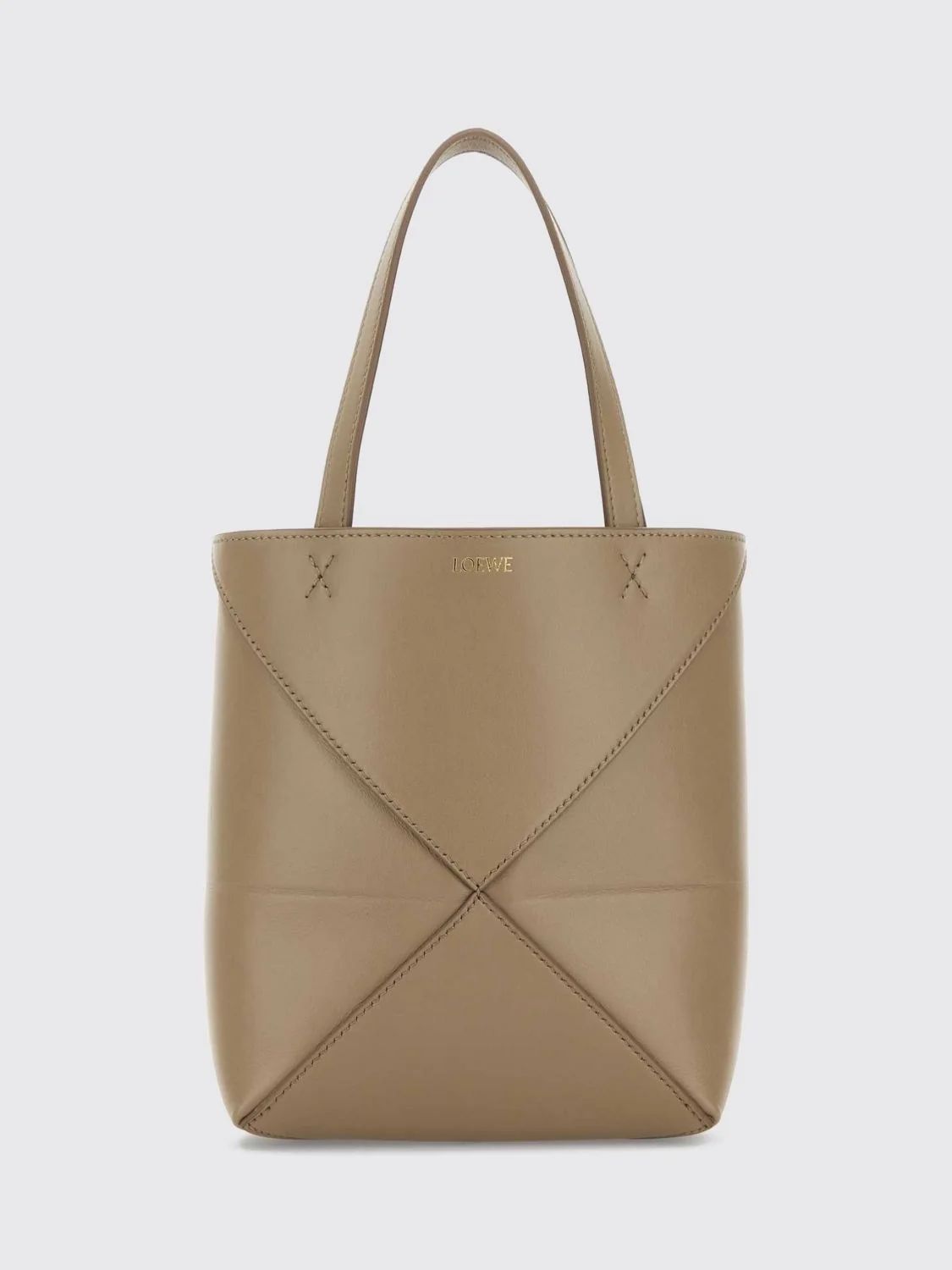 LOEWE OS puzzle fold small calfskin leather tote bag with double handle