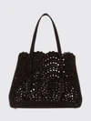 mina perforated suede shoulder bag with removable pouch