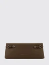 clutch in grained leather with snap closure