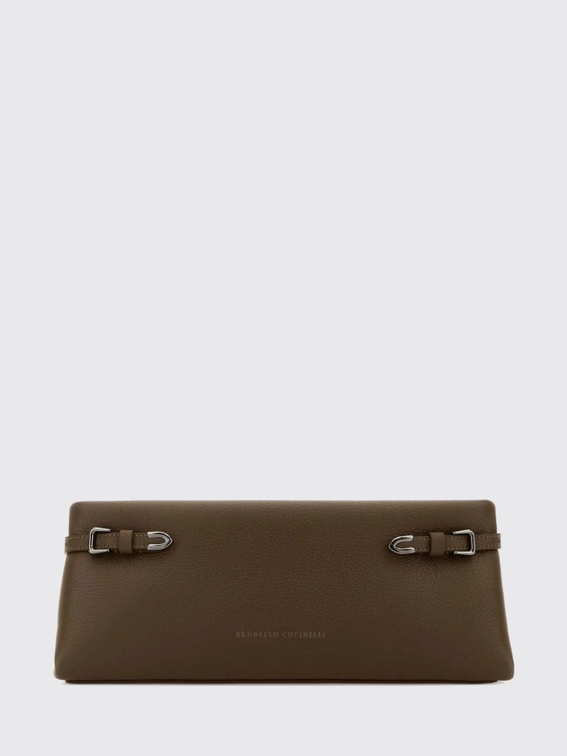 clutch in grained leather with snap closure
