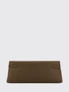 clutch in grained leather with snap closure