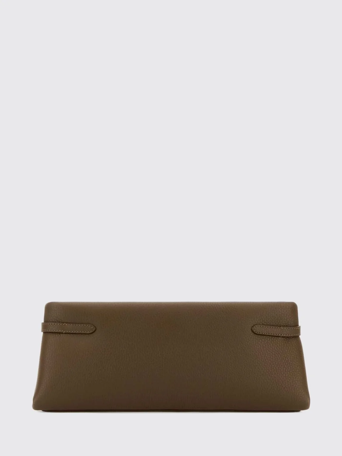 clutch in grained leather with snap closure