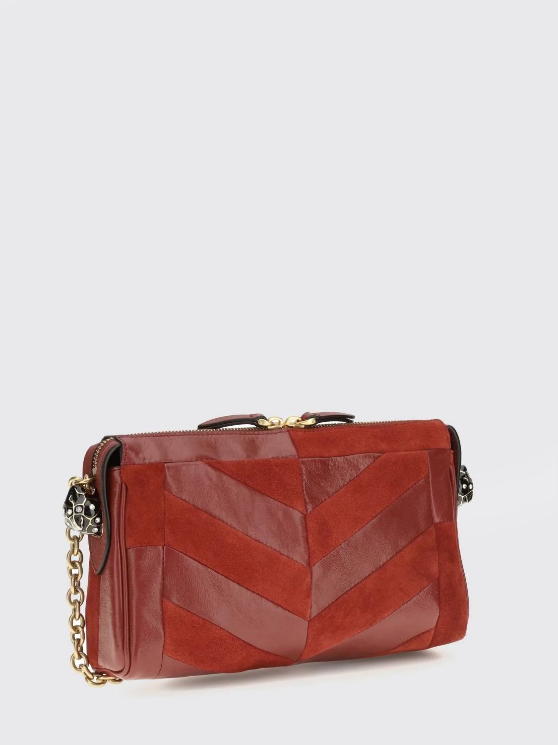 panthea suede crossbody bag with vlogo and rhinestones
