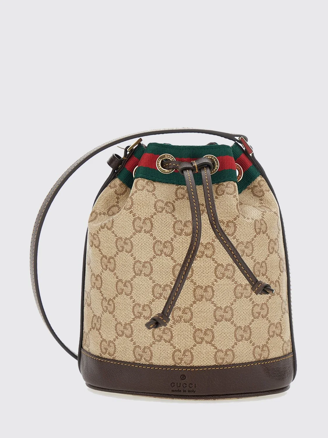 GUCCI OS mini bucket bag in gg monogram fabric with drawstring closure