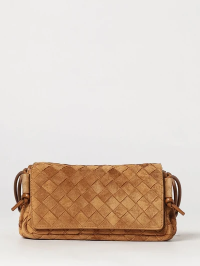 notturno intrecciato suede calfskin shoulder bag with knotted strap