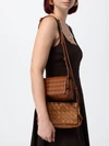 notturno intrecciato suede calfskin shoulder bag with knotted strap