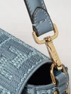 baguette shoulder bag in raffia with ff jacquard monogram and leather handle