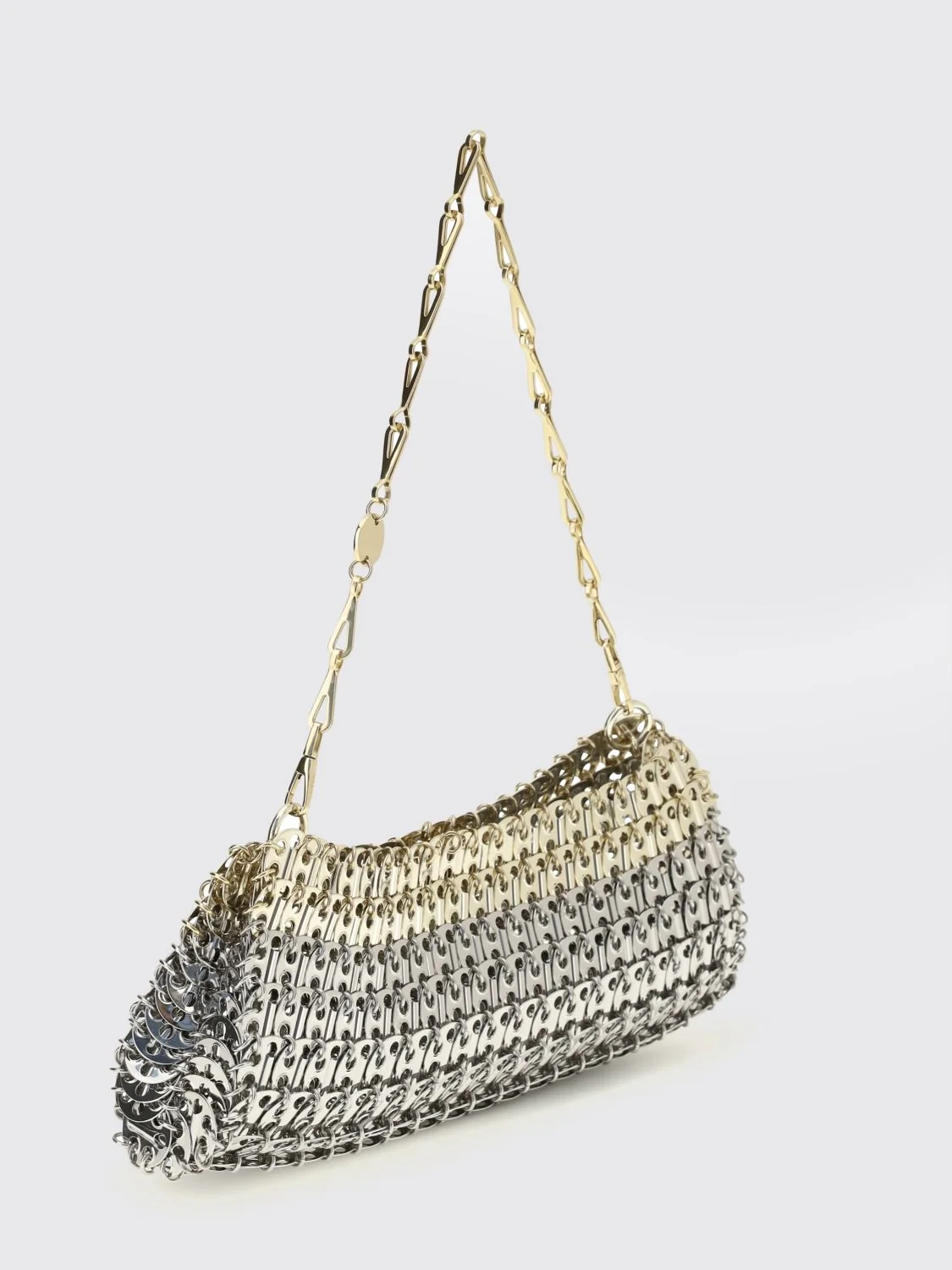 RABANNE OS iconic skyline 1969 silver metal mesh shoulder bag