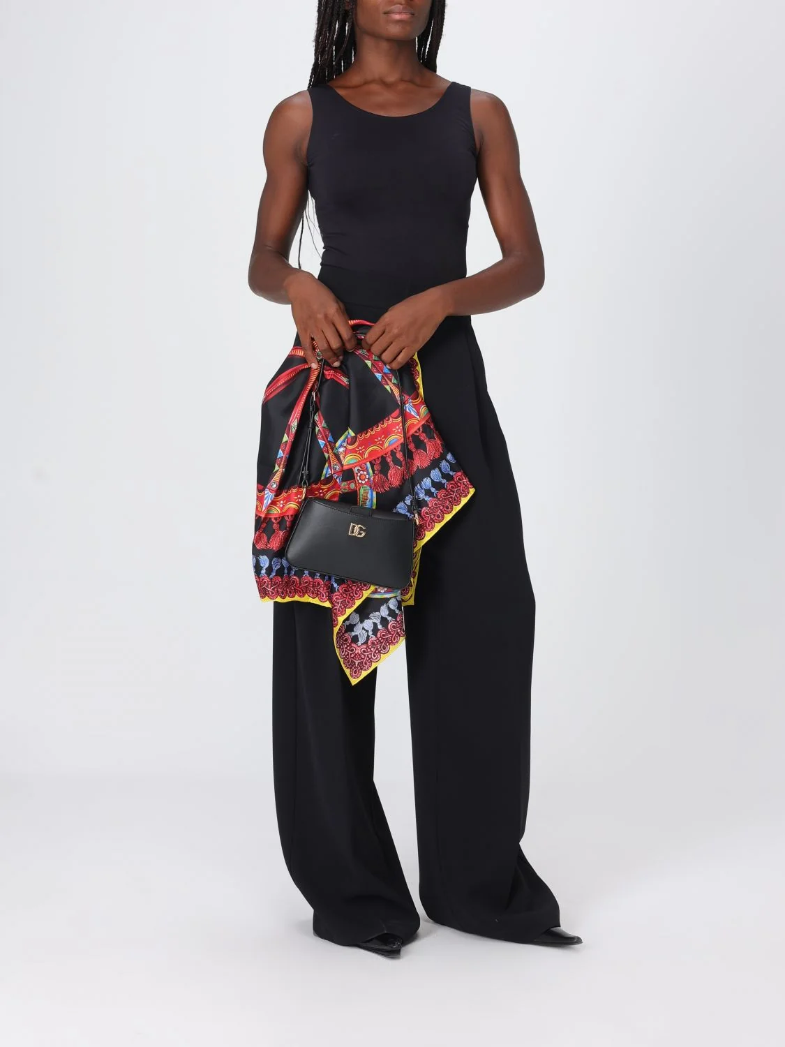 DOLCE amp; GABBANA OS mini shoulder bag in smooth leather with dg logo