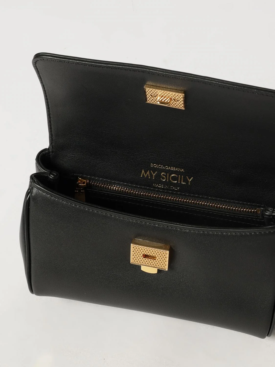 my sicily mini handbag in leather with logo charm