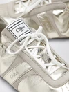 chloé kick low-top sneakers in a mix of smooth, suede, and laminated leather