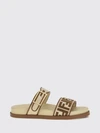 feel flat sandals in raffia with ff monogram motif and strap