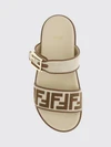 feel flat sandals in raffia with ff monogram motif and strap